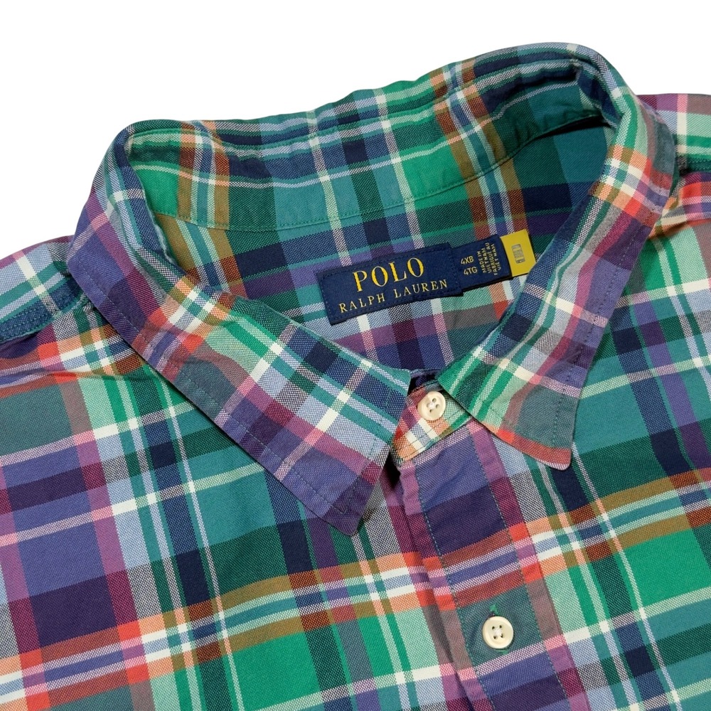 Polo Ralph Lauren Shirt Mens 4XB Green Plaid Excellent Long Sleeve Button Down